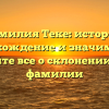 Фамилия Теке: история, происхождение и значимость — узнайте все о склонении этой фамилии