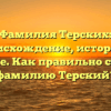Фамилия Терских: происхождение, история и значение. Как правильно склонять фамилию Терский?