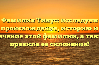 Фамилия Тинус: исследуем происхождение, историю и значение этой фамилии, а также правила ее склонения!