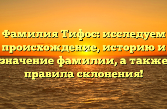 Фамилия Тифос: исследуем происхождение, историю и значение фамилии, а также правила склонения!