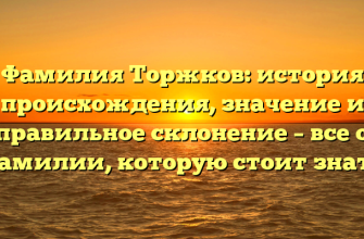 Фамилия Торжков: история происхождения, значение и правильное склонение – все о фамилии, которую стоит знать