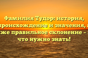 Фамилия Тудор: история, происхождение и значения, а также правильное склонение – всё, что нужно знать!