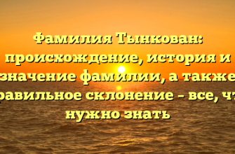 Фамилия Тынкован: происхождение, история и значение фамилии, а также правильное склонение – все, что нужно знать