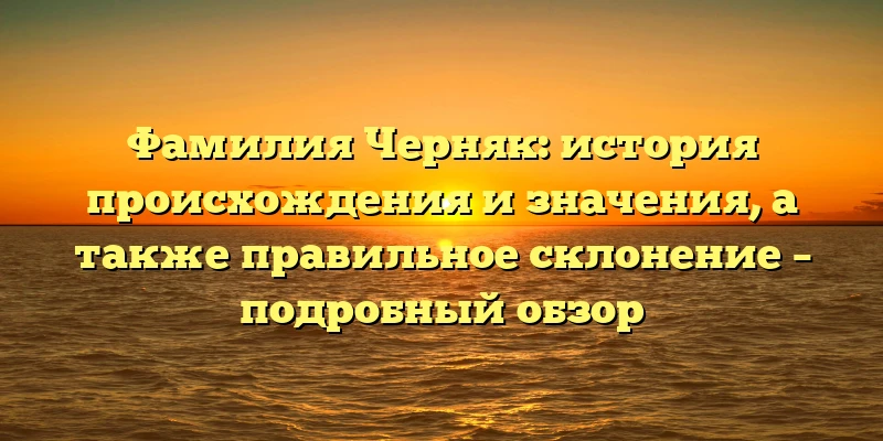 Фамилия Черняк: история происхождения и значения, а также правильное склонение – подробный обзор Фамилия Черняк: история происхождения и значения, а также правильное склонение – подробный обзор