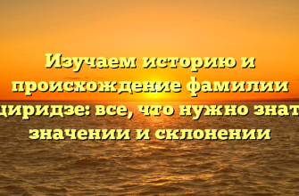 Изучаем историю и происхождение фамилии Гоциридзе: все, что нужно знать о значении и склонении