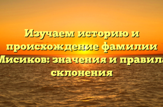 Изучаем историю и происхождение фамилии Мисиков: значения и правила склонения