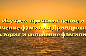 Изучаем происхождение и значение фамилии Дриндрожик: история и склонение фамилии