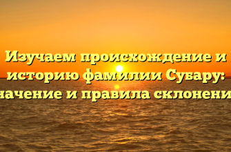 Изучаем происхождение и историю фамилии Субару: значение и правила склонения.