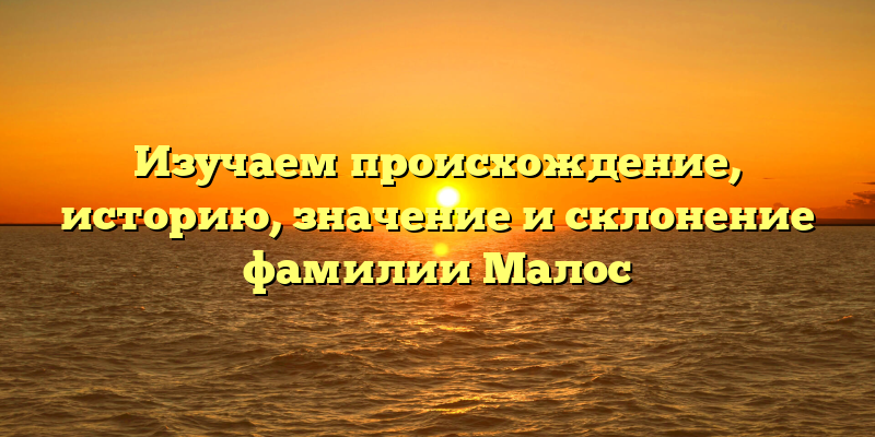 Изучаем происхождение, историю, значение и склонение фамилии Малос