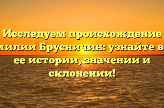 Исследуем происхождение фамилии Брусничин: узнайте все о ее истории, значении и склонении!