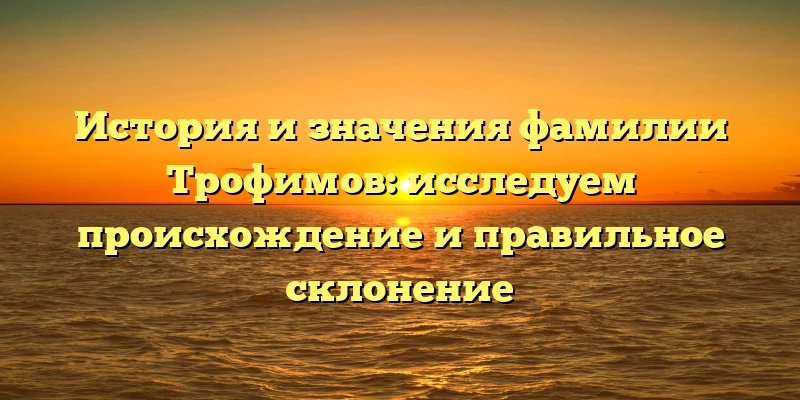 История и значения фамилии Трофимов: исследуем происхождение и правильное склонение История и значения фамилии Трофимов: исследуем происхождение и правильное склонение