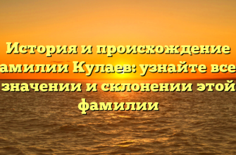 История и происхождение фамилии Кулаев: узнайте все о значении и склонении этой фамилии