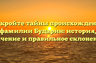 Откройте тайны происхождения фамилии Бударин: история, значение и правильное склонение.