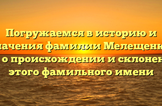 Погружаемся в историю и значения фамилии Мелещенко: все о происхождении и склонении этого фамильного имени