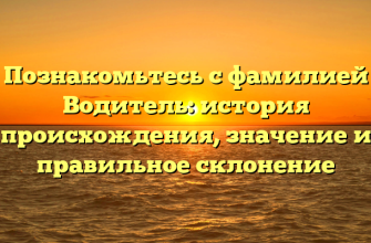 Познакомьтесь с фамилией Водитель: история происхождения, значение и правильное склонение