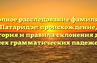 Полное расследование фамилии Патаридзе: происхождение, история и правила склонения для всех грамматических падежей
