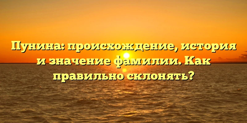 Пунина: происхождение, история и значение фамилии. Как правильно склонять? Пунина: происхождение, история и значение фамилии. Как правильно склонять?