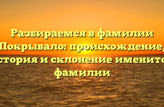Разбираемся в фамилии Покрывало: происхождение, история и склонение именитой фамилии