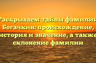 Раскрываем тайны фамилии Богачкин: происхождение, история и значение, а также склонение фамилии