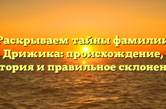Раскрываем тайны фамилии Дрижика: происхождение, история и правильное склонение