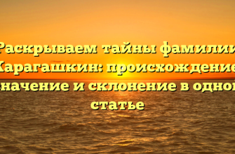 Раскрываем тайны фамилии Карагашкин: происхождение, значение и склонение в одной статье