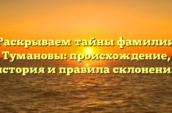 Раскрываем тайны фамилии Тумановы: происхождение, история и правила склонения Раскрываем тайны фамилии Тумановы: происхождение, история и правила склонения