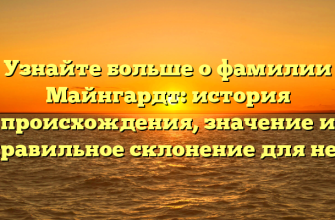 Узнайте больше о фамилии Майнгардт: история происхождения, значение и правильное склонение для нее