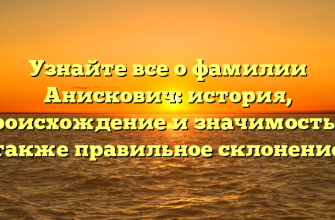 Узнайте все о фамилии Анискович: история, происхождение и значимость, а также правильное склонение