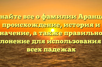 Узнайте все о фамилии Аранцев: происхождение, история и значение, а также правильное склонение для использования во всех падежах
