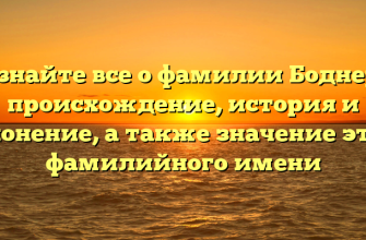 Узнайте все о фамилии Боднер: происхождение, история и склонение, а также значение этого фамилийного имени