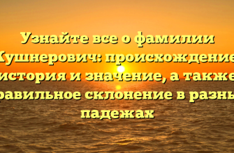 Узнайте все о фамилии Кушнерович: происхождение, история и значение, а также правильное склонение в разных падежах