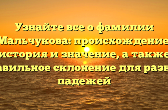 Узнайте все о фамилии Мальчукова: происхождение, история и значение, а также правильное склонение для разных падежей