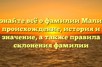 Узнайте всё о фамилии Малис: происхождение, история и значение, а также правила склонения фамилии
