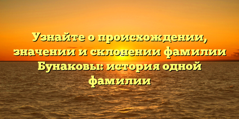 Узнайте о происхождении, значении и склонении фамилии Бунаковы: история одной фамилии