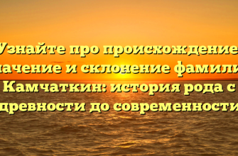 Узнайте про происхождение, значение и склонение фамилии Камчаткин: история рода с древности до современности