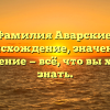Фамилия Аварские: происхождение, значение и склонение — всё, что вы хотели знать.