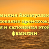 Фамилия Акимушкина: исследование происхождения, значения и склонения этой редкой фамилии