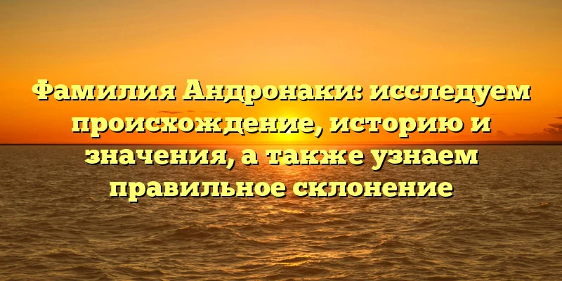 Фамилия Андронаки: исследуем происхождение, историю и значения, а также узнаем правильное склонение Фамилия Андронаки: исследуем происхождение, историю и значения, а также узнаем правильное склонение