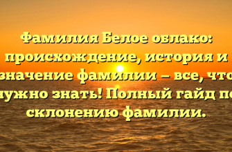 Фамилия Белое облако: происхождение, история и значение фамилии — все, что нужно знать! Полный гайд по склонению фамилии.