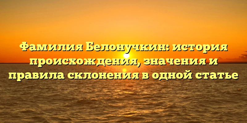 Фамилия Белонучкин: история происхождения, значения и правила склонения в одной статье Фамилия Белонучкин: история происхождения, значения и правила склонения в одной статье