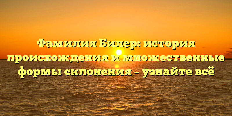 Фамилия Билер: история происхождения и множественные формы склонения – узнайте всё
