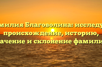 Фамилия Благоволина: исследуем происхождение, историю, значение и склонение фамилии.