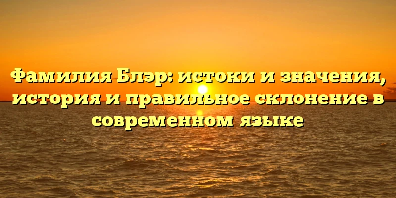 Фамилия Блэр: истоки и значения, история и правильное склонение в современном языке Фамилия Блэр: истоки и значения, история и правильное склонение в современном языке