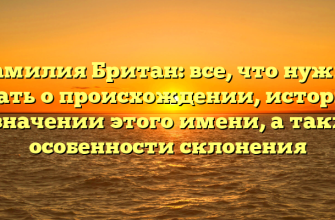Фамилия Британ: все, что нужно знать о происхождении, истории и значении этого имени, а также особенности склонения