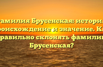 Фамилия Брусенская: история, происхождение и значение. Как правильно склонять фамилию Брусенская?