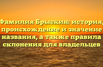 Фамилия Брыскин: история, происхождение и значение названия, а также правила склонения для владельцев