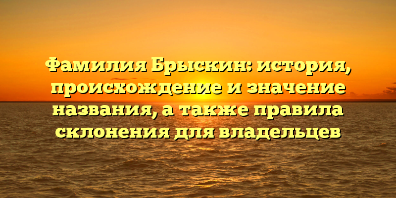 Фамилия Брыскин: история, происхождение и значение названия, а также правила склонения для владельцев