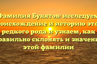 Фамилия Бунятов: исследуем происхождение и историю этого редкого рода и узнаем, как правильно склонять и значение этой фамилии