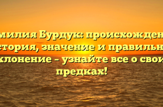 Фамилия Бурдук: происхождение, история, значение и правильное склонение – узнайте все о своих предках!