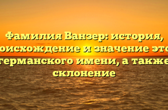 Фамилия Ванзер: история, происхождение и значение этого германского имени, а также склонение